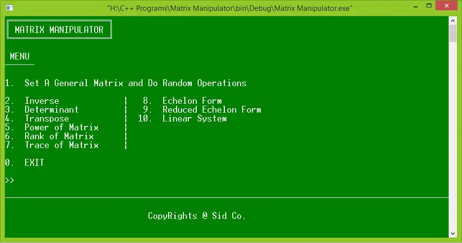 Unduh alat web atau aplikasi web Matrix Manipulator [Lanjutan] untuk dijalankan di Windows online melalui Linux online